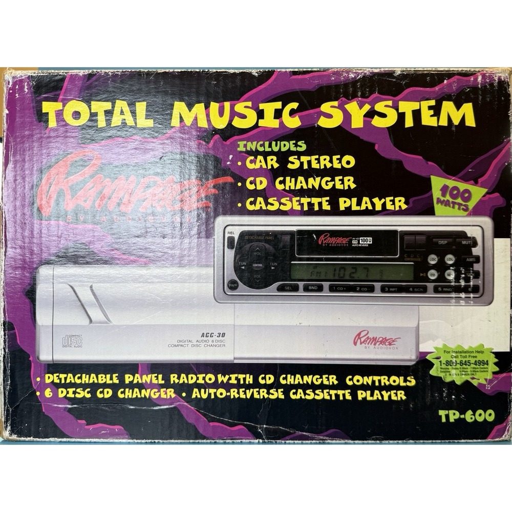 Vintage Open Box Rampage By Audiovox Total Music System TP-600 Cassette & CD